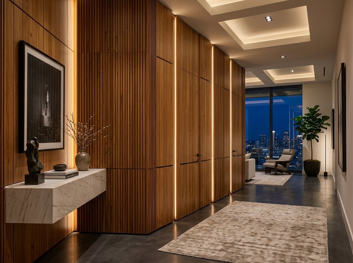 Full-Height Finger-Jointed Teak Wood Wall Cladding