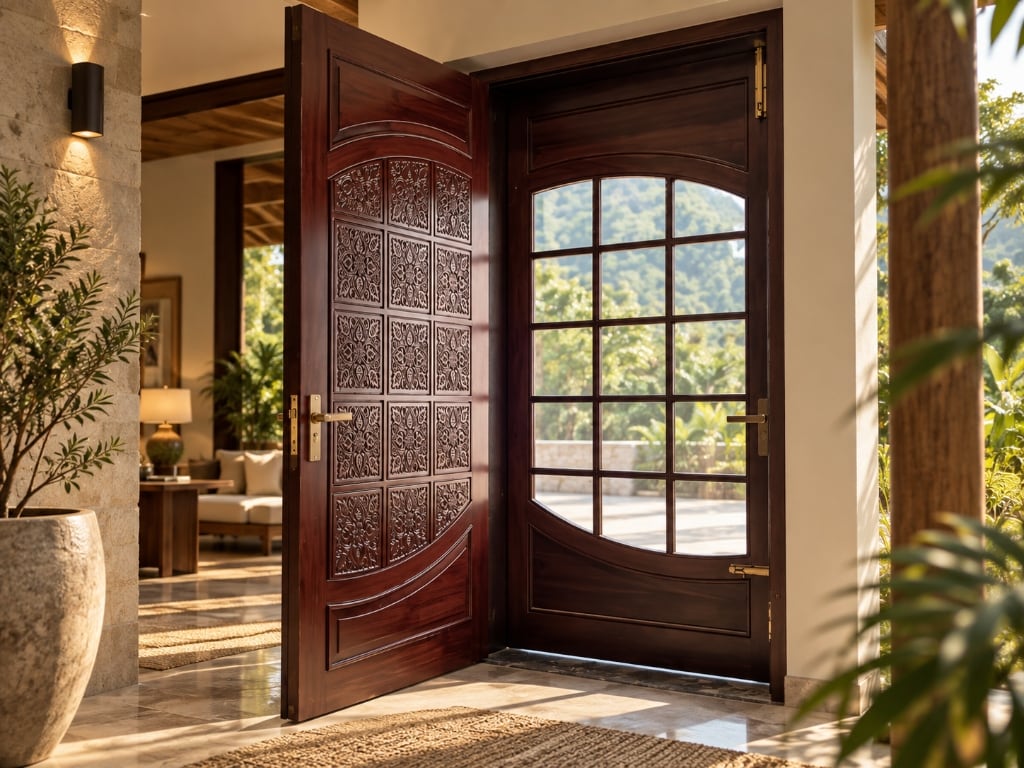 Teak Wood Mesh Doors